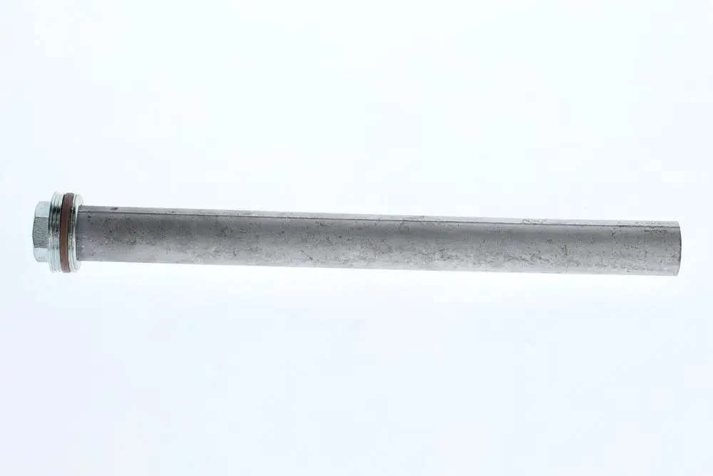 Runder Metallzylinder mit Gewinde an einem Ende, hergestellt von Bosch. Der Zylinder ist unisoliert und hat eine glatte Oberfläche.